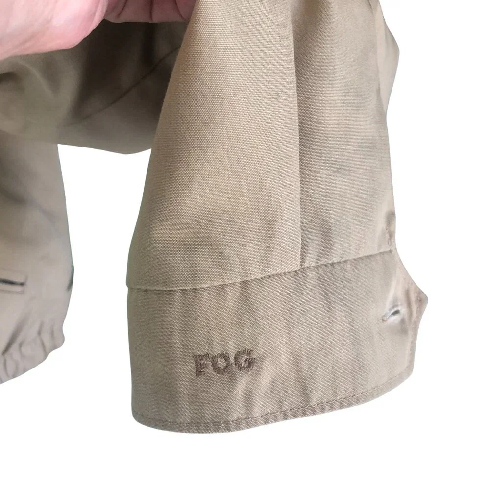 London Fog Beige Car Coat Men’s Medium Vintage Rain Jacket Plaid Lining